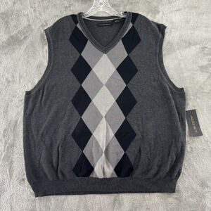 Axist‎ Argyle Sweater Vest Mens XXL Castlerock Gray Cotton Pullover V-Neck NWT